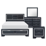 Rosemont Midnight Blue 4-Piece Bedroom Set (Queen Bed, Nightstand, Dresser, Mirror) from Homelegance - Luna Furniture