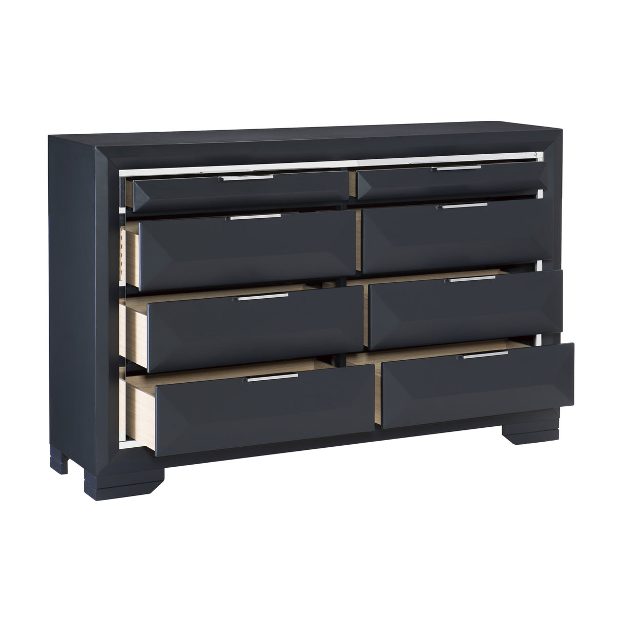 Rosemont Midnight Blue 4-Piece Bedroom Set (Queen Bed, Nightstand, Dresser, Mirror) from Homelegance - Luna Furniture