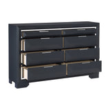 Rosemont Midnight Blue 4-Piece Bedroom Set (Queen Bed, Nightstand, Dresser, Mirror) from Homelegance - Luna Furniture