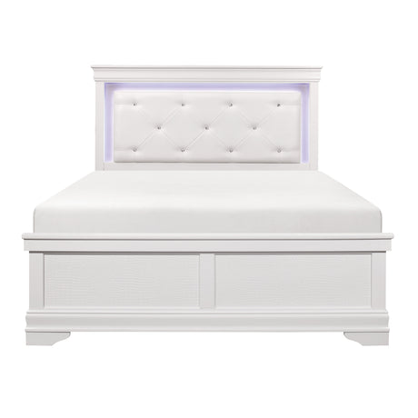 Lana White Queen LED Upholstered Panel Bed from Homelegance - Luna Furniture