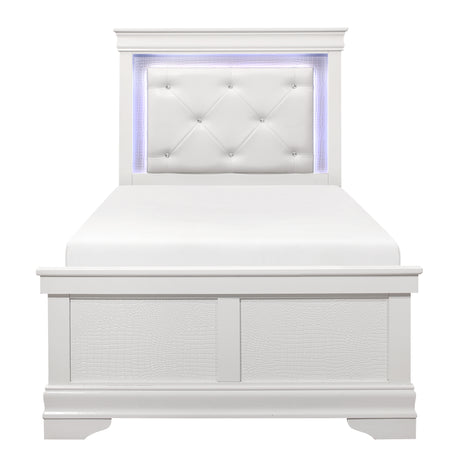 Lana White Twin Bed with LED Lighting from Homelegance - Luna Furniture