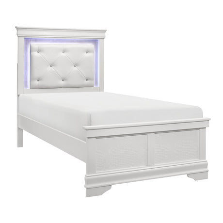 Lana White Twin Bed with LED Lighting from Homelegance - Luna Furniture