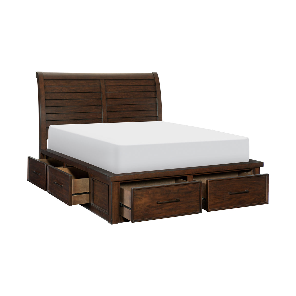 Logandale Brown Queen Platform Bed with Footboard Storage from Homelegance - Luna Furniture