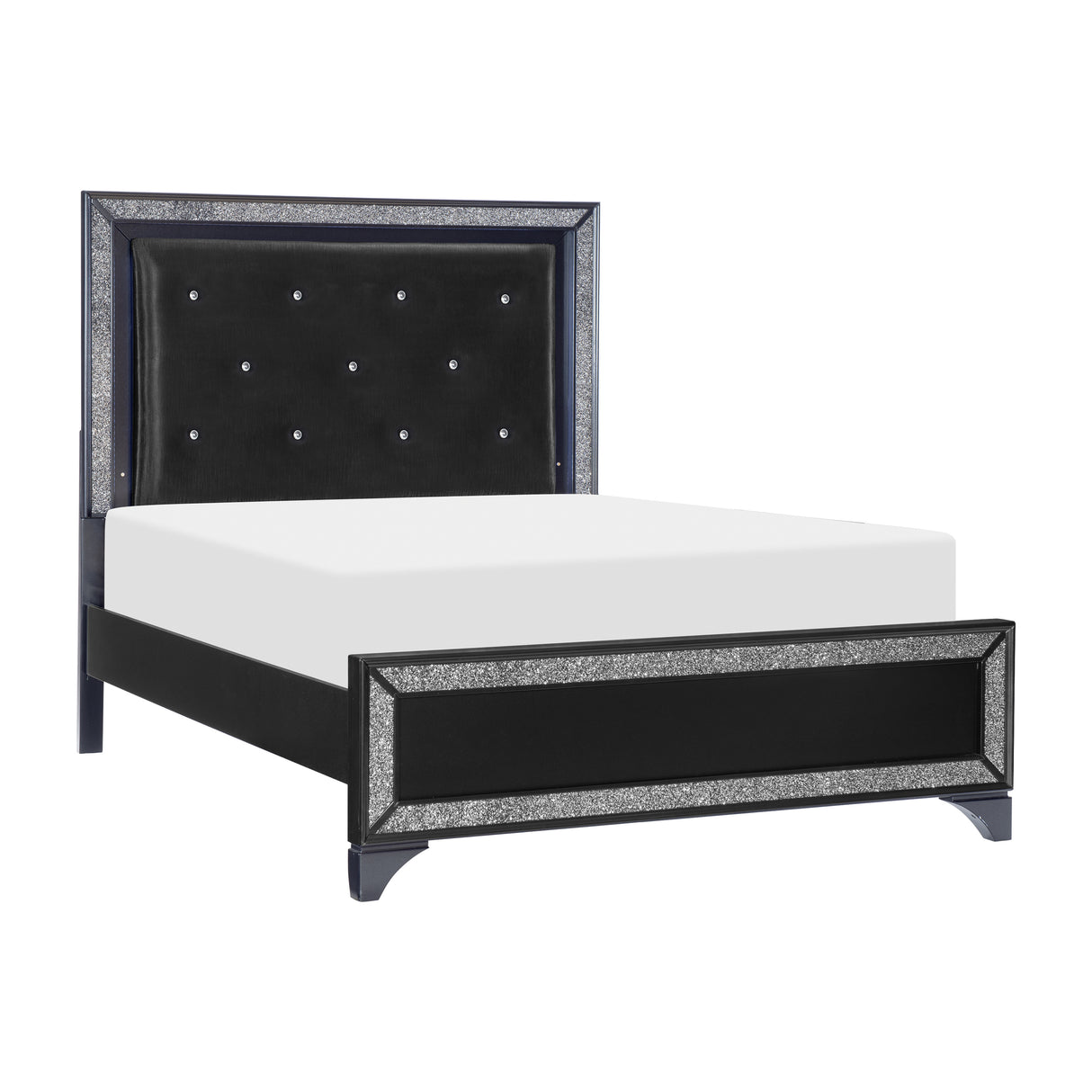Salon Black King LED Upholstered Panel Bed from Homelegance - Luna Furniture
