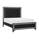 Salon Black King LED Upholstered Panel Bed