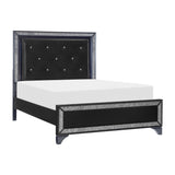 Salon Black Queen LED Upholstered Panel Bed from Homelegance - Luna Furniture