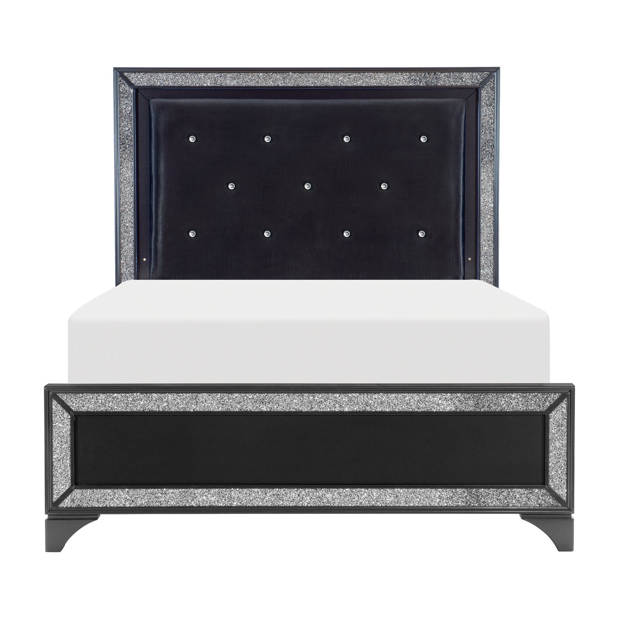 Salon Black King LED Upholstered Panel Bed
