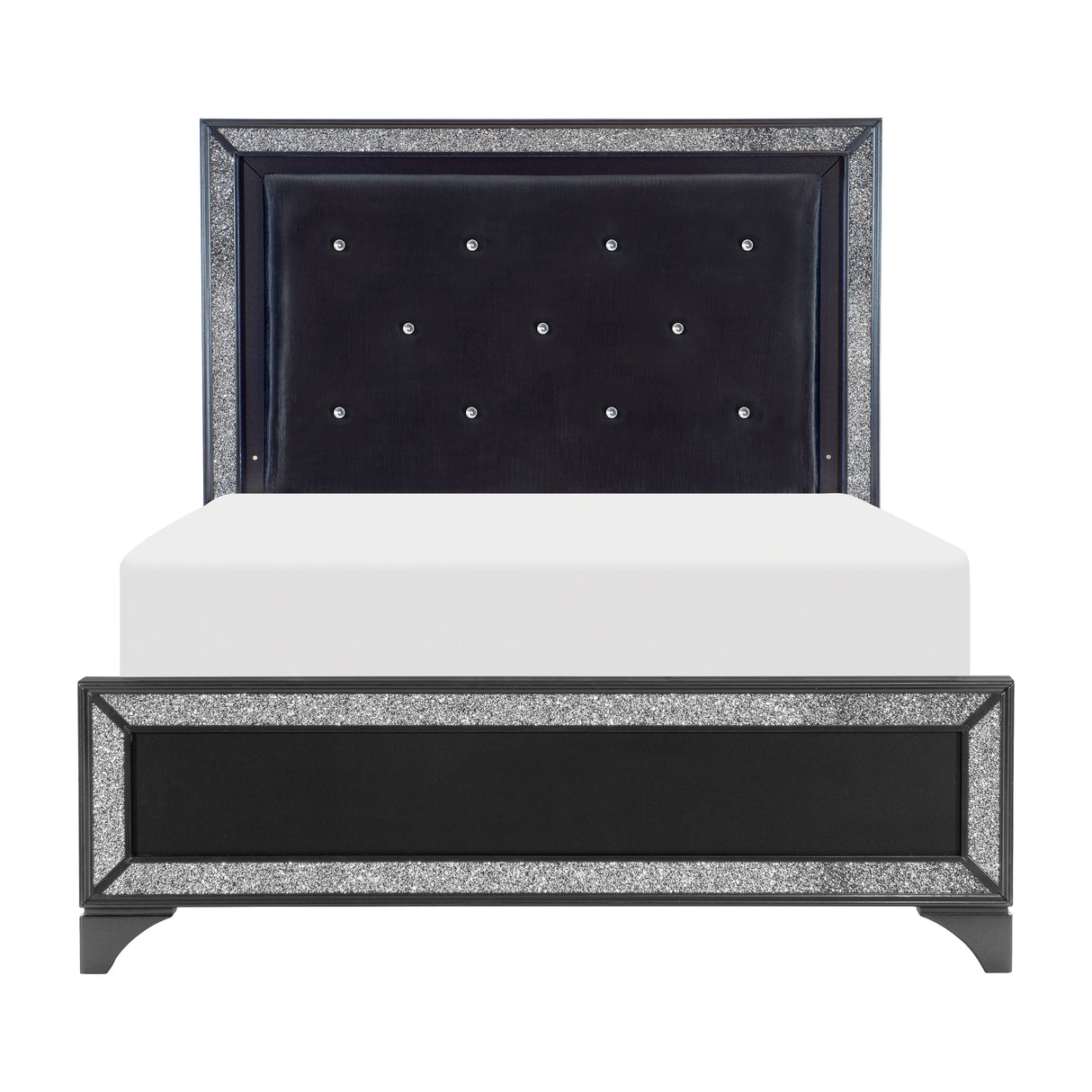 Salon Black Queen LED Upholstered Panel Bed from Homelegance - Luna Furniture