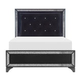 Salon Black Queen LED Upholstered Panel Bed from Homelegance - Luna Furniture