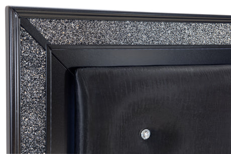 Salon Black King LED Upholstered Panel Bed from Homelegance - Luna Furniture