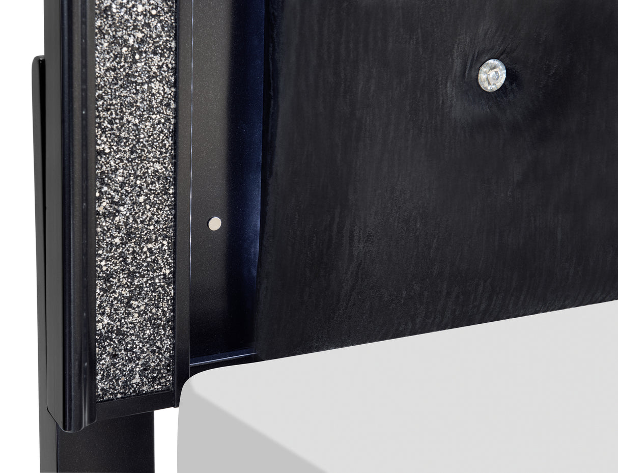 Salon Black King LED Upholstered Panel Bed from Homelegance - Luna Furniture