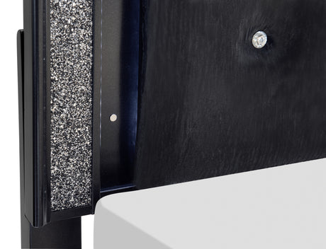 Salon Black King LED Upholstered Panel Bed from Homelegance - Luna Furniture