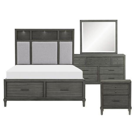 Wittenberry Gray 4-Piece Bedroom Set (Queen Bed, Nightstand, Dresser, Mirror) from Homelegance - Luna Furniture