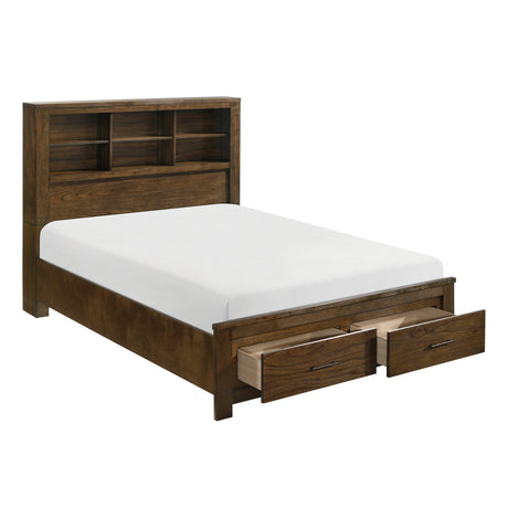 Sullivan Brown Queen Platform Bed with 2 Nightstands from Homelegance - Luna Furniture