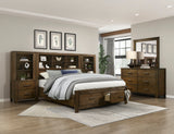 Sullivan Brown King Bookcase Storage Platform Bed from Homelegance - Luna Furniture