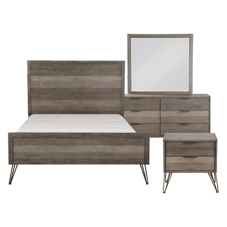 Urbanite Gray 4-Piece Bedroom Set (Queen Bed, Nightstand, Dresser, Mirror) from Homelegance - Luna Furniture