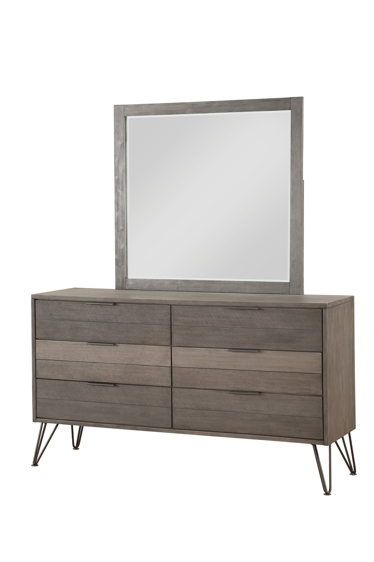 Urbanite Gray 4-Piece Bedroom Set (Queen Bed, Nightstand, Dresser, Mirror) from Homelegance - Luna Furniture