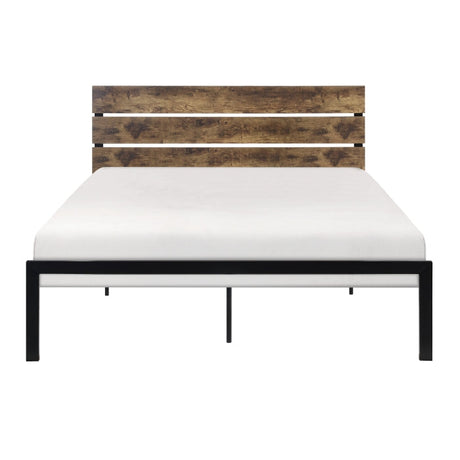 Marshall Brown Metal and Wood Queen Panel Bed from Homelegance - Luna Furniture