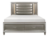 Tamsin Silver/Gray Metallic Queen Platform Bed with Footboard Storage, LED Lighting from Homelegance - Luna Furniture