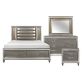 Tamsin Silver/Gray Metallic 4-Piece Bedroom Set (Queen Bed, Nightstand, Dresser, Mirror) from Homelegance - Luna Furniture