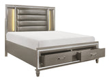 Tamsin Silver/Gray Metallic 4-Piece Bedroom Set (Queen Bed, Nightstand, Dresser, Mirror) from Homelegance - Luna Furniture
