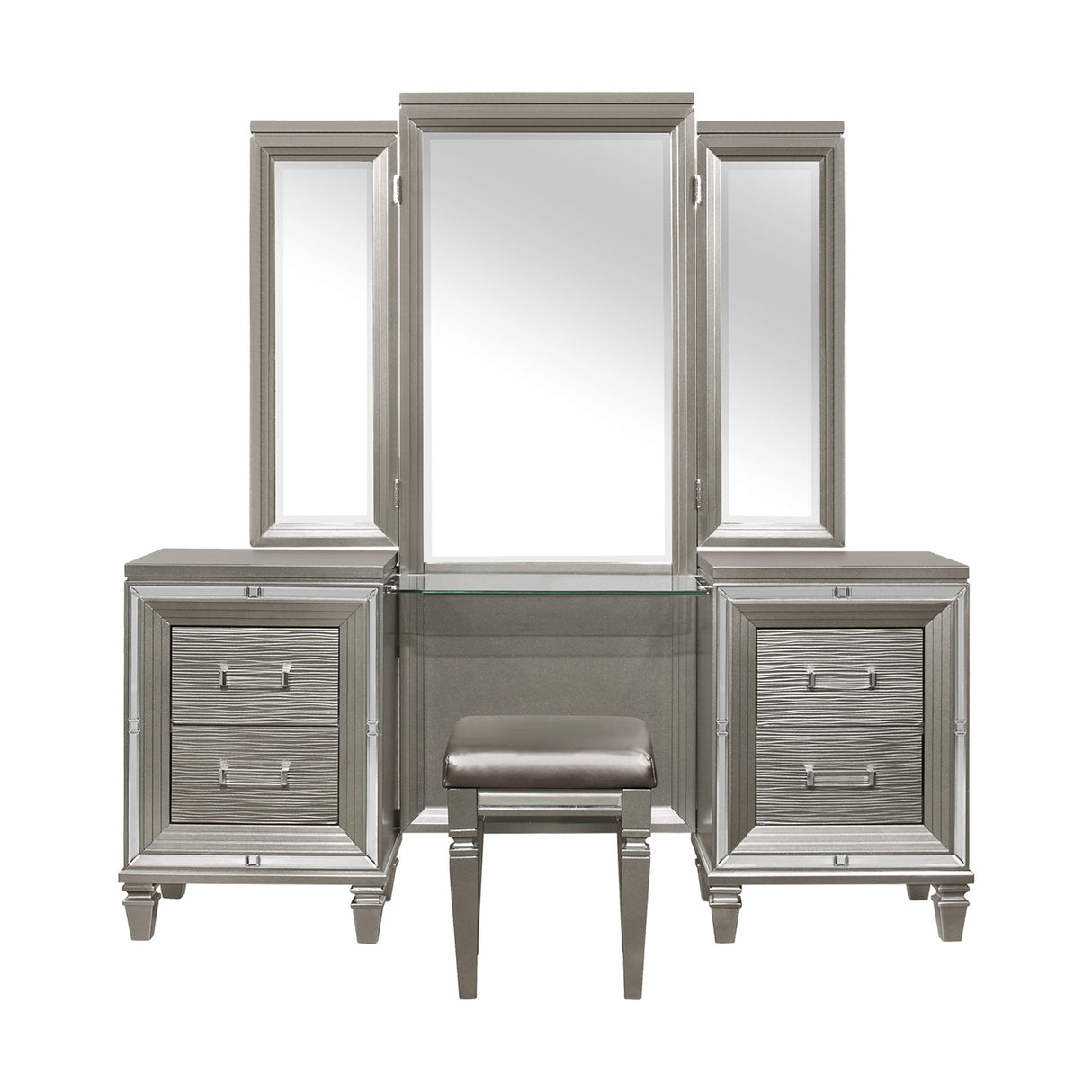 Tamsin Silver/Gray Vanity Dresser with Mirror from Homelegance - Luna Furniture