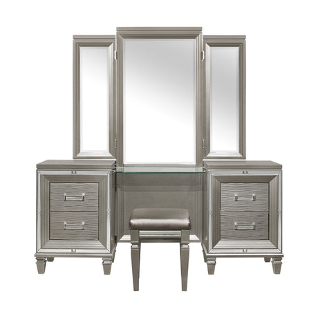 Tamsin Silver/Gray Vanity Dresser with Mirror from Homelegance - Luna Furniture