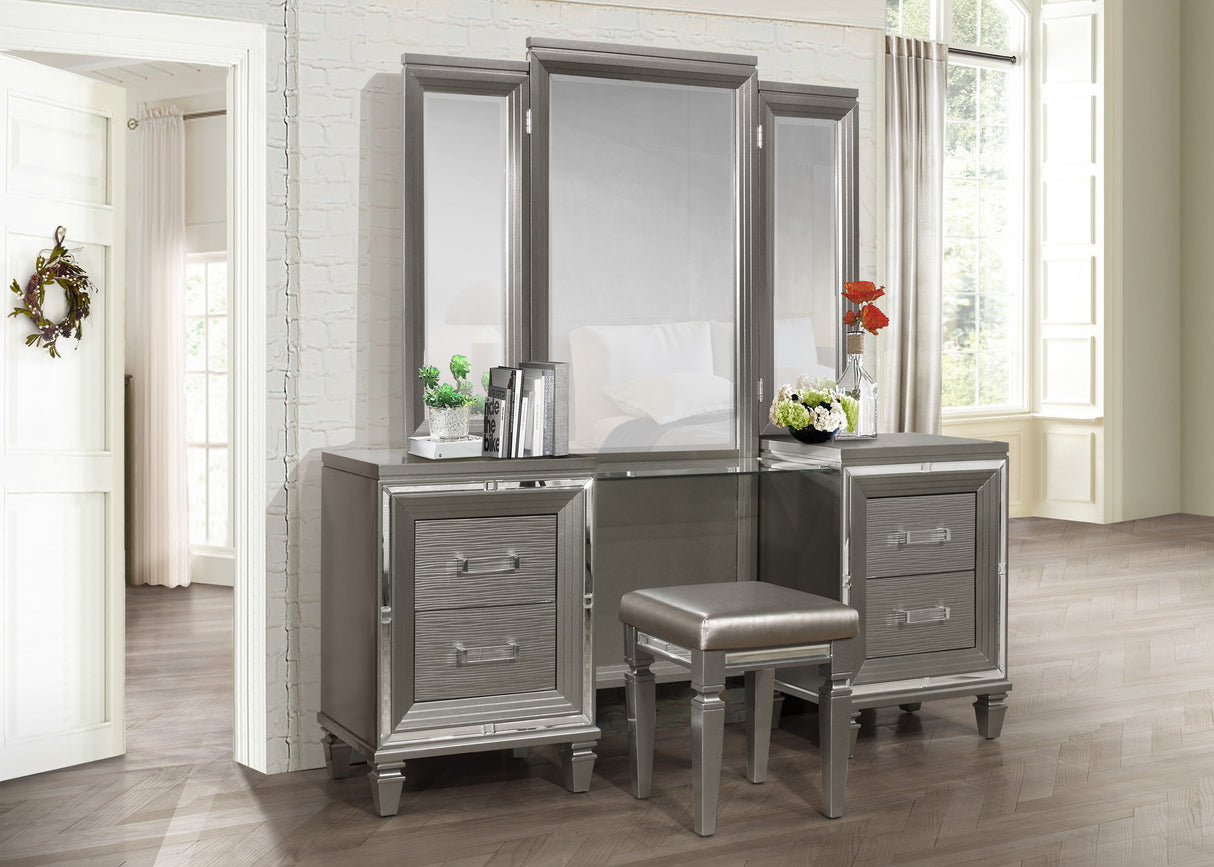 Tamsin Silver/Gray Vanity Dresser with Mirror from Homelegance - Luna Furniture