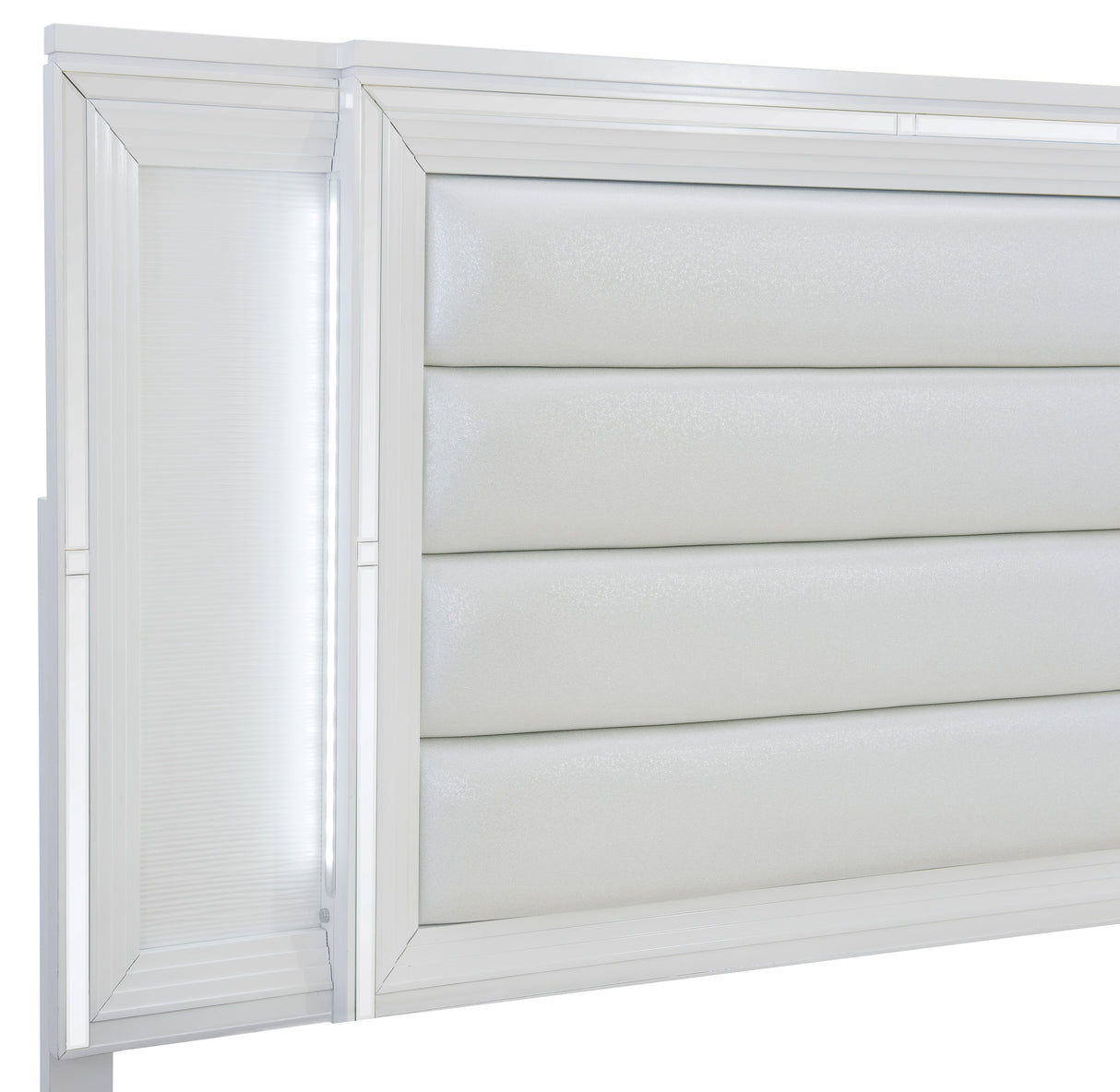 Tamsin White King LED Upholstered Storage Platform Bed