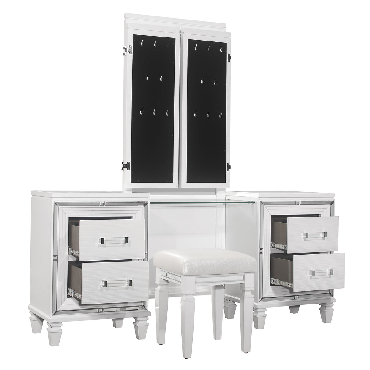 Tamsin White Vanity Dresser with Mirror from Homelegance - Luna Furniture