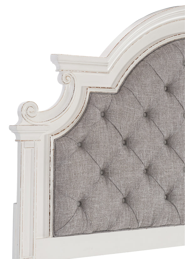 Baylesford Antique White King Upholstered Panel Bed - Luna Furniture