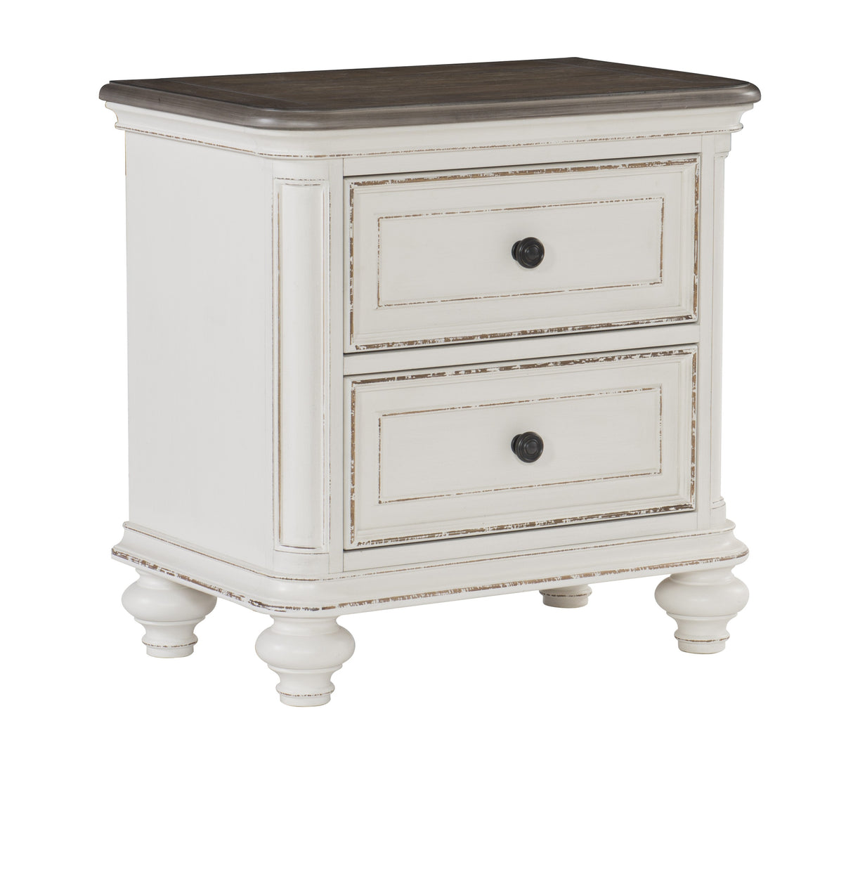 Baylesford Antique White 4-Piece Bedroom Set (Queen Bed, Nightstand, Dresser, Mirror) from Homelegance - Luna Furniture