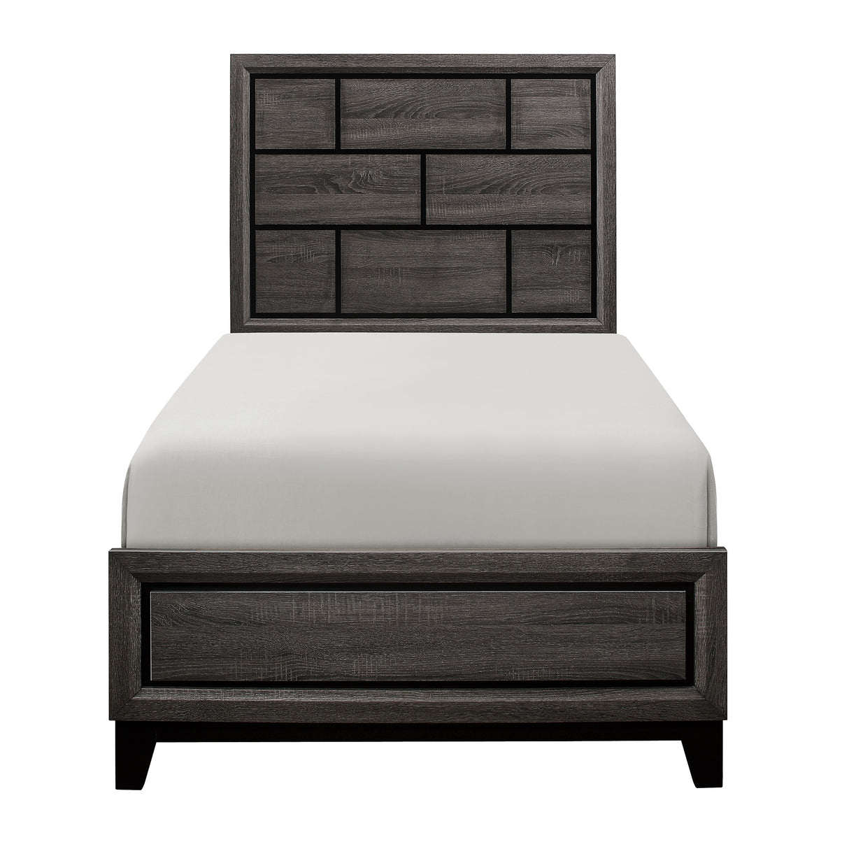 Davi Gray 4-Piece Youth Bedroom Set (Twin Bed, Nightstand, Dresser, Mirror) from Homelegance - Luna Furniture