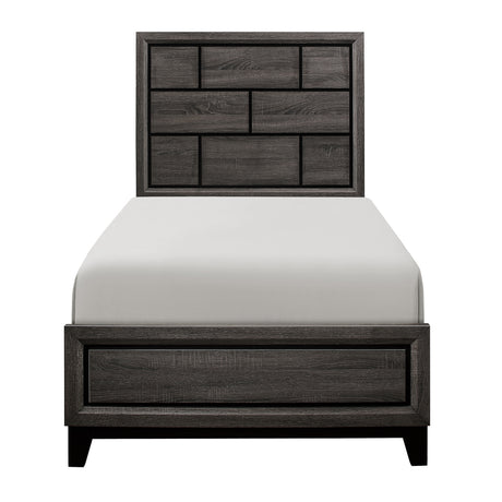 Davi Gray 4-Piece Youth Bedroom Set (Twin Bed, Nightstand, Dresser, Mirror) from Homelegance - Luna Furniture