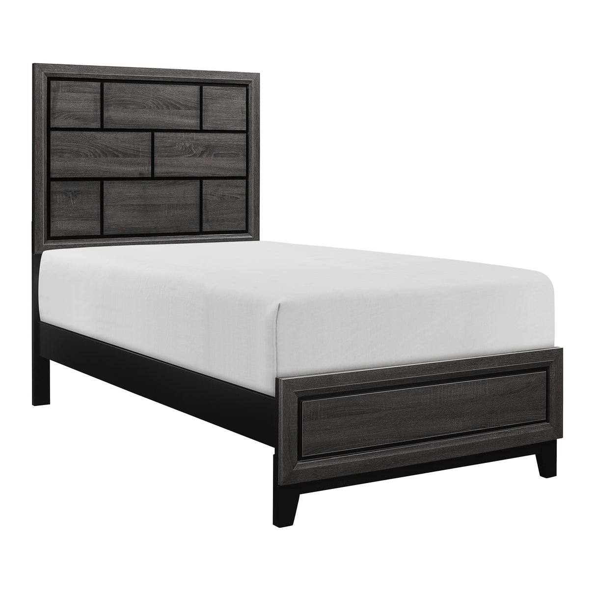 Davi Gray 4-Piece Youth Bedroom Set (Twin Bed, Nightstand, Dresser, Mirror) from Homelegance - Luna Furniture