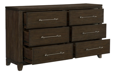Griggs Dark Brown 4-Piece Bedroom Set (Queen Bed, Nightstand, Dresser, Mirror) from Homelegance - Luna Furniture