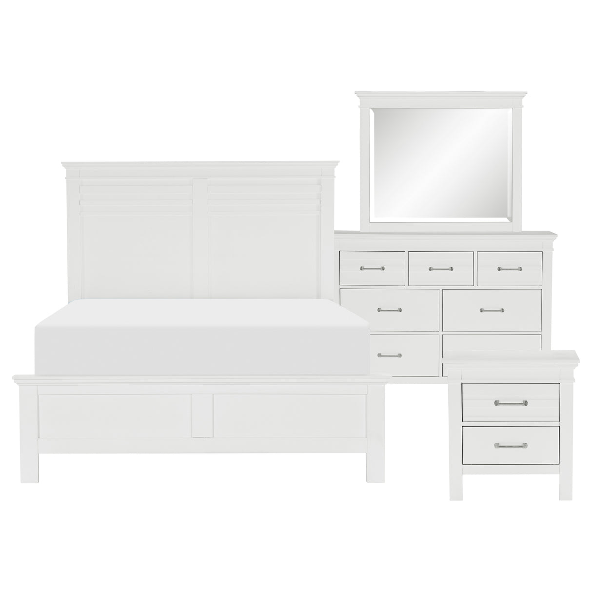 Blaire Farm White 4-Piece Bedroom Set (Queen Bed, Nightstand, Dresser, Mirror) from Homelegance - Luna Furniture