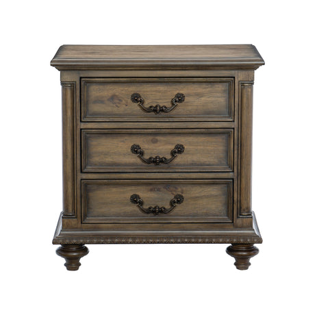 Rachelle Weathered Pecan Nightstand from Homelegance - Luna Furniture