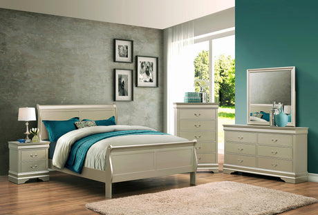 Louis Philip Champagne Queen Sleigh Bed - Luna Furniture