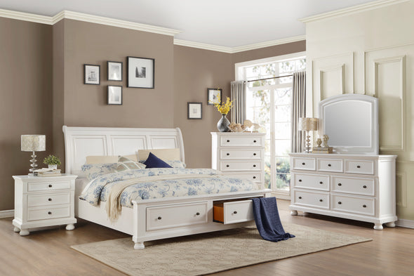 Laurelin White Queen Storage Platform Sleigh Bed - Luna Furniture