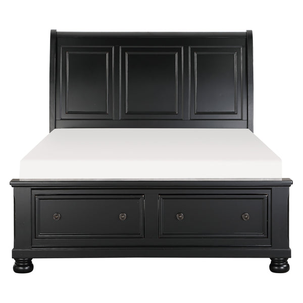 Laurelin Antiqued Bronze Queen Sleigh Platform Bed with Footboard Storage