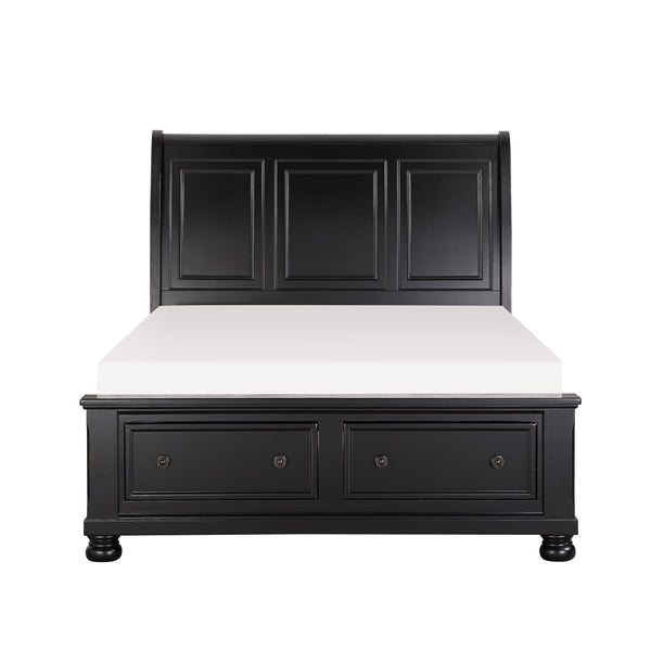 Laurelin Antiqued Bronze Eastern King Sleigh Platform Bed with Footboard Storage