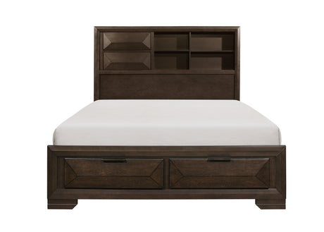 Chesky Warm Espresso Bookcase Storage Platform Bedroom Set from Homelegance - Luna Furniture
