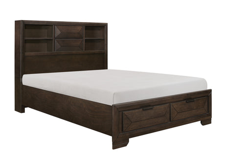 Chesky Warm Espresso Bookcase Storage Platform Bedroom Set from Homelegance - Luna Furniture