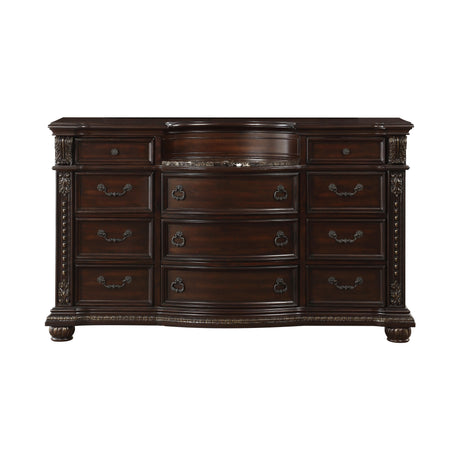 Cavalier Dark Cherry 4-Piece Bedroom Set (Queen Bed, Nightstand, Dresser, Mirror) from Homelegance - Luna Furniture