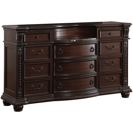 Cavalier Dark Cherry 4-Piece Bedroom Set (Queen Bed, Nightstand, Dresser, Mirror) from Homelegance - Luna Furniture