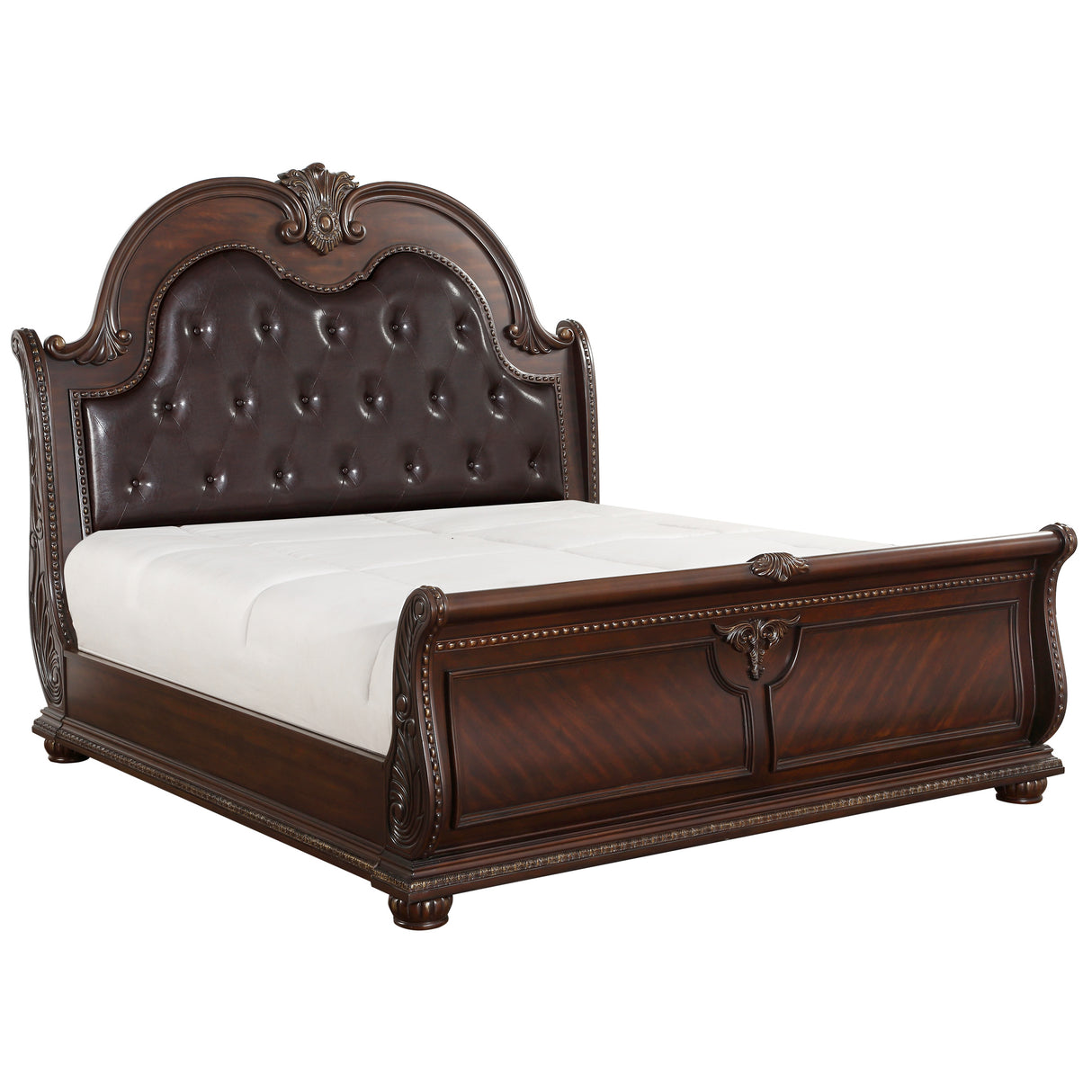 Cavalier Dark Cherry Queen Sleigh Bed from Homelegance - Luna Furniture