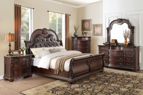 Cavalier King Brown Sleigh Bed - Luna Furniture