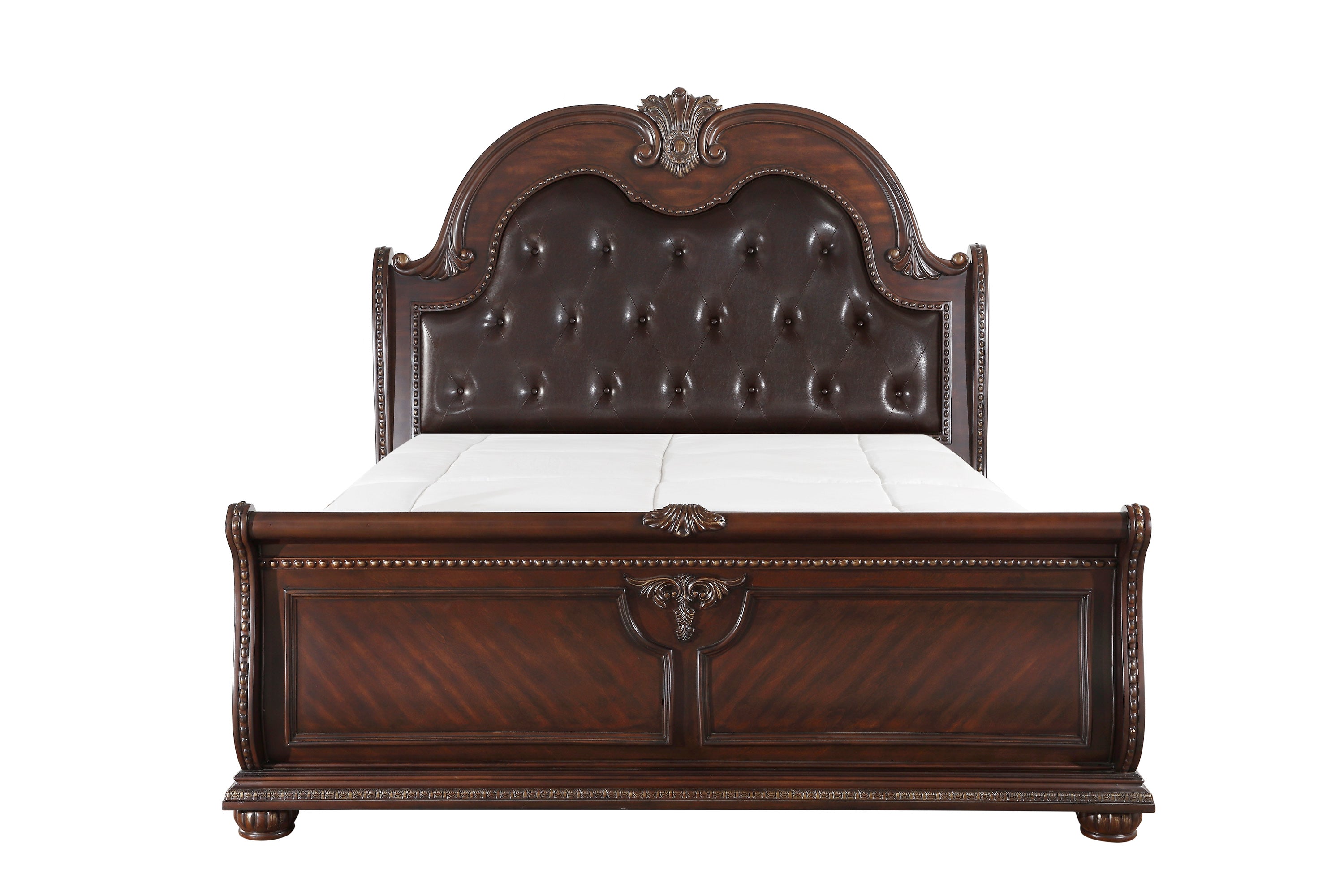 Cavalier Dark Cherry Queen Upholstered Sleigh Bed from Homelegance - Luna Furniture