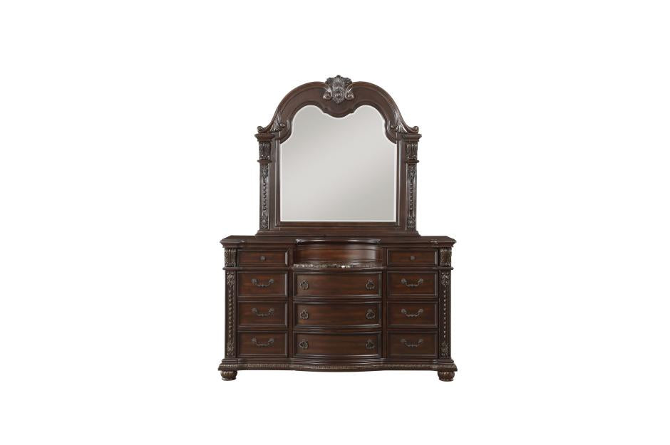 Cavalier Brown Marble Insert Dresser - Luna Furniture